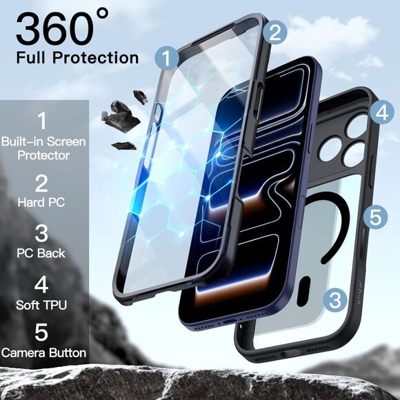 iPhone 17 Pro Max 6.9-Inch Case, Built-in Tempered Glass Screen, 20H-166PH006 - Picture 2 of 3